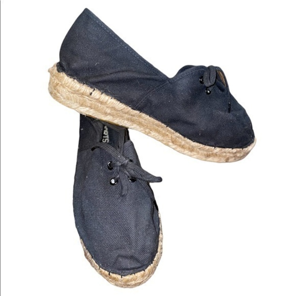Passport Black Cloth Loafers Espadrille Size 7